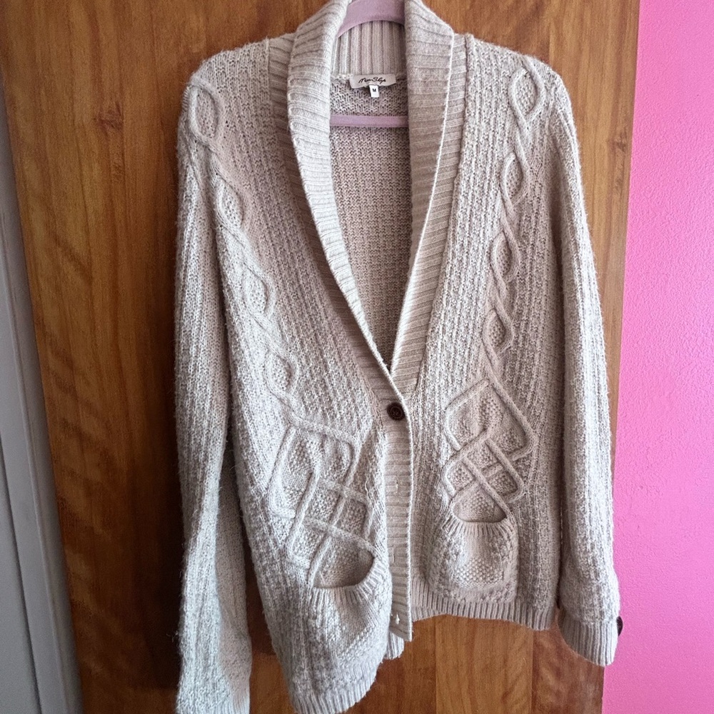 Miss Shop Cream Cable Knit Cardigan